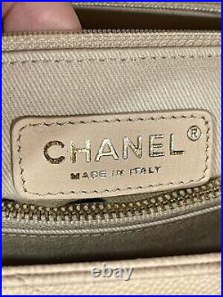 100% AUTH? Chanel Medium CoCo Lizard Handle? Chevron Beige Flap Bag