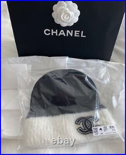 Auth 23K Chanel Classic CC Logo Beanie Hat Cashmere Black Giftable NWT