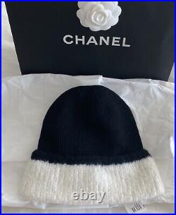 Auth 23K Chanel Classic CC Logo Beanie Hat Cashmere Black Giftable NWT