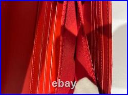 Auth CHANEL 2014 Red Lambskin Quilted Logo Long Flap Wallet/Purse VGC
