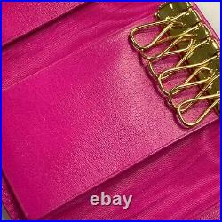 Auth CHANEL 6 Rings Key Case Key Holder Pink Caviar Skin A01439 Used