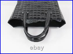 Auth CHANEL Black Chocolate Bar Patent Leather Tote Hand Bag #56453