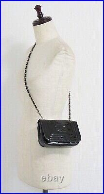 Auth CHANEL Black Patent Leather CC Chain Shoulder Tote Bag Purse #51309