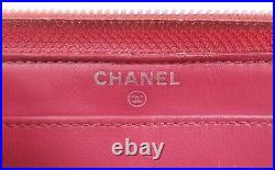 Auth CHANEL Black Patent Leather CC Logo Long Wallet Zipper Coin Purse #53352