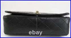 Auth CHANEL Black Quilted Leather Flap Cover Gold Chain Shoulder Bag #52080