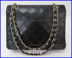 Auth CHANEL Black Quilted Leather Flap Cover Gold Chain Shoulder Bag #54998