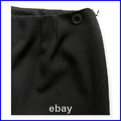 Auth CHANEL Black Wool CC Logo Skinny Wool Pants FR 36, US 4
