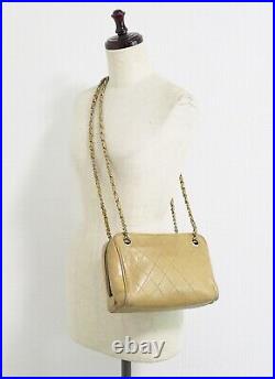 Auth CHANEL Brown Leather and Chain Tote Shoulder Bag Purse #52349