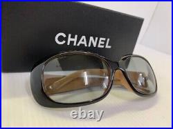 Auth CHANEL Brown Sunglasses Eyewear Accessory With Box Women Good Italy