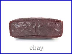 Auth CHANEL Burgundy Quilted Leather Shoulder Bag Purse #57103