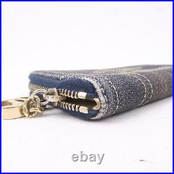 Auth CHANEL CC Coco Mark Chain Coin Case Navy Sparkling Denim Used