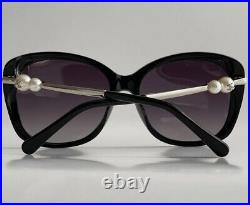 Auth CHANEL CC Logo Pearl Sunglasses Black With Box $600++