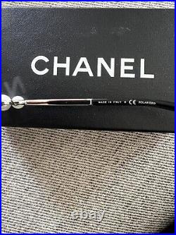 Auth CHANEL CC Logo Pearl Sunglasses Black With Box $600++
