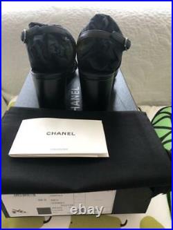 Auth CHANEL CC Logo Turnlock Slingback Leather Sandals Black Size36.5 New F/S