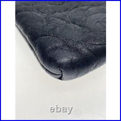 Auth CHANEL Camellia Coin Case Wallet Purse Leather Black Coco Mark CC Logo Zip