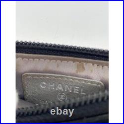 Auth CHANEL Camellia Coin Case Wallet Purse Leather Black Coco Mark CC Logo Zip