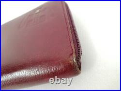 Auth CHANEL Camellia Long Wallet Round Zippy Bordeaux Leather Made in Italy