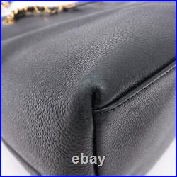 Auth CHANEL Caviar Skin Chain Tote Bag Black Gold Hardware A03578 Used F/S