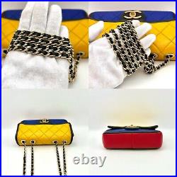 Auth CHANEL Chain Shoulder Bag Mondrian 31 RUE CAMBOM Mini Vintage Caviar Skin