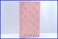 Auth CHANEL Chocolate Bar Icon Long Wallet Purse Calf Skin Pink CC Logo J8964