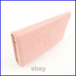 Auth CHANEL Coco Mark Key Case 6 Ring Pink Caviar Skin A13502 Used