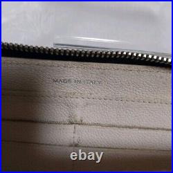 Auth CHANEL Cruise Line Round Zipper Long Wallet Canvas Denim Stripe COCO mark