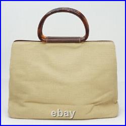 Auth CHANEL Handbag Tote Bag #5506 Beige Canvas Logo
