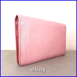 Auth CHANEL Long Purse Wallet CC Logo Leather Pink Made in Italy