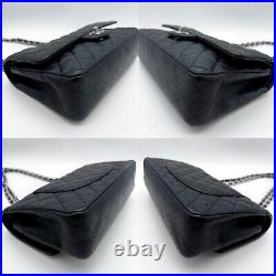 Auth CHANEL Matelasse Classic Flap Double Chain Shoulder Bag 25cm Black SHW