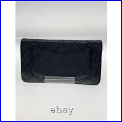 Auth CHANEL Matelasse Coco Mark Bifold Long Wallet Caviar Skin Leather Black