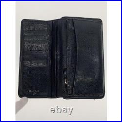 Auth CHANEL Matelasse Coco Mark Bifold Long Wallet Caviar Skin Leather Black