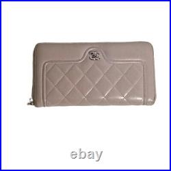 Auth CHANEL Matelasse Coco Mark Long Wallet Purse Round Zipper Ladies Leather