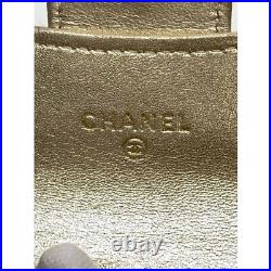 Auth CHANEL Matelasse Coin Case Purse Gold Coco Mark Logo Gold Hardware Quilting