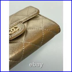 Auth CHANEL Matelasse Coin Case Purse Gold Coco Mark Logo Gold Hardware Quilting