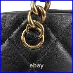 Auth CHANEL Matelasse Lamb Skin Chain Shoulder Bag Black Vintage Gold Used F/S
