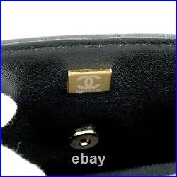 Auth CHANEL Matelasse Lamb Skin Top Handle Mini Flap 2way Bag Black Used F/S