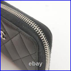 Auth CHANEL Matelasse Round Zippy Coin Case Black Lamb Skin A69271 Used