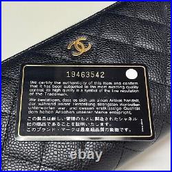Auth CHANEL Matelasse Round Zippy Long Wallet Black Caviar Skin A50097 Used