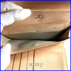 Auth CHANEL Matelasse Tri-fold Long Wallet Purse Beige Leather Lambskin Women's