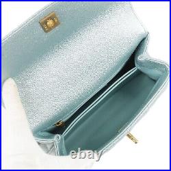 Auth CHANEL Matrasse Caviar Skin COCO Handle 2Way Bag Light Blue A92990 Used F/S