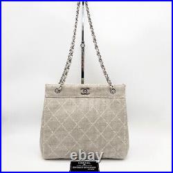 Auth CHANEL Matrasse Coco Mark Chain Shoulder Tote Bag Vintage From Japan