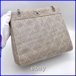 Auth CHANEL Matrasse Coco Mark Chain Shoulder Tote Bag Vintage From Japan