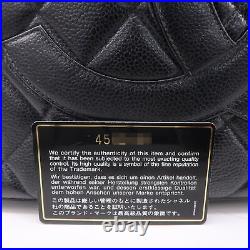 Auth CHANEL Medallion Tote Caviar Skin Matelasse Tote Bag Black A01804 Used F/S