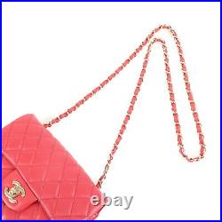 Auth CHANEL Mini Matelasse 20 Lamb Skin Chain Shoulder Bag Pink A69900 Used F/S
