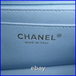 Auth CHANEL Mini Matelasse Lamb Skin Chain Shoulder Bag Blue A69900 Used F/S