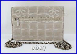 Auth CHANEL New Travel Line Beige Wallet On Chain Shoulder Bag (WOC) #55870