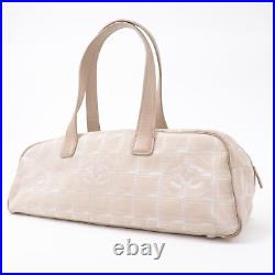 Auth CHANEL New Travel Line Nylon Jacquard Leather Mini Bag A15828 Used F/S