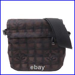 Auth CHANEL New Travel Line Nylon Jacquard Leather Shoulder Bag A29347 Used F/S