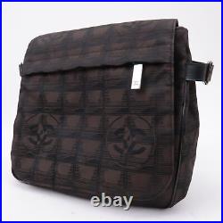 Auth CHANEL New Travel Line Nylon Jacquard Leather Shoulder Bag A29347 Used F/S