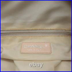 Auth CHANEL New Travel Line Nylon Jacquard Leather Tote Bag GM A15825 Used F/S